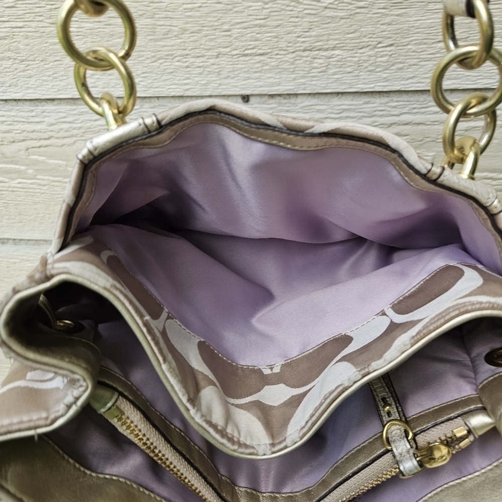 Coach Colette Signature C canvas bag tan gold - Picture 9 of 14